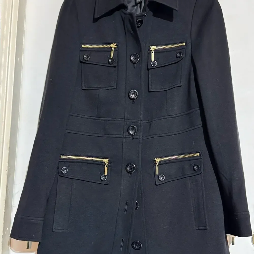 INC International Concepts button down zipper women’s black blazer jacket Large